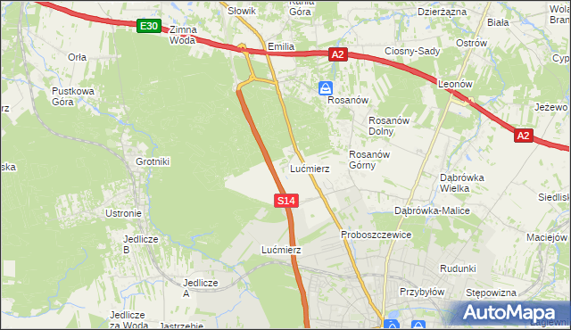 mapa Lućmierz-Ośrodek, Lućmierz-Ośrodek na mapie Targeo