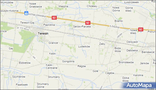 mapa Ludwików gmina Teresin, Ludwików gmina Teresin na mapie Targeo