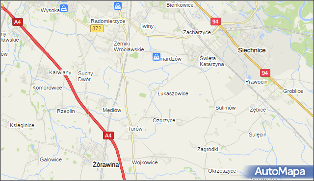 mapa Łukaszowice, Łukaszowice na mapie Targeo