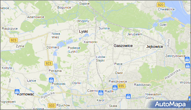 mapa Łuków Śląski, Łuków Śląski na mapie Targeo