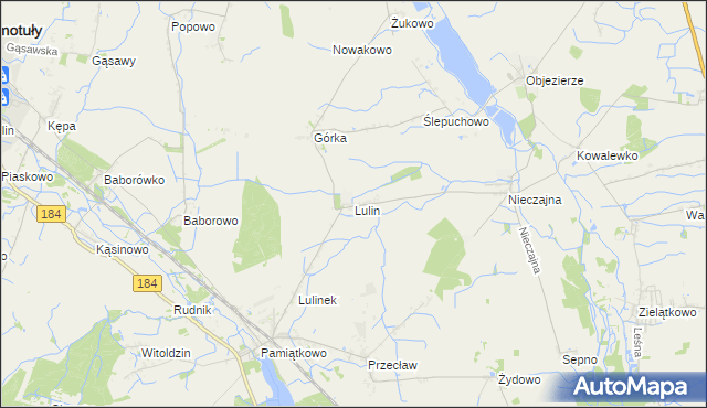 mapa Lulin gmina Oborniki, Lulin gmina Oborniki na mapie Targeo