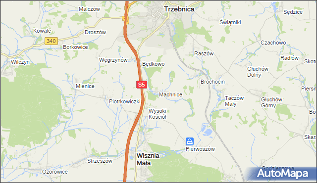 mapa Machnice, Machnice na mapie Targeo