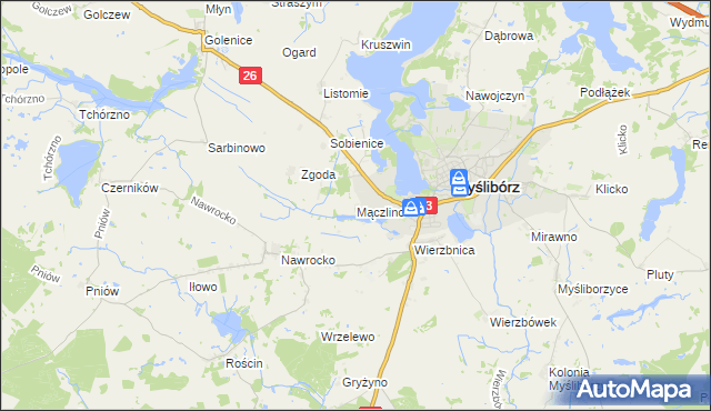 mapa Mączlino, Mączlino na mapie Targeo