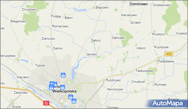 mapa Mączniki gmina Środa Wielkopolska, Mączniki gmina Środa Wielkopolska na mapie Targeo