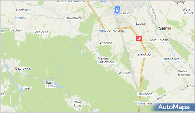 mapa Majdan Kozłowiecki, Majdan Kozłowiecki na mapie Targeo