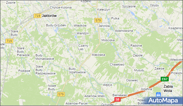 mapa Makówka gmina Grodzisk Mazowiecki, Makówka gmina Grodzisk Mazowiecki na mapie Targeo