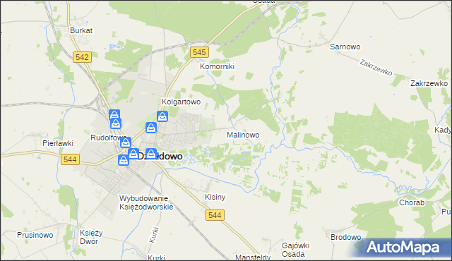 mapa Malinowo gmina Działdowo, Malinowo gmina Działdowo na mapie Targeo