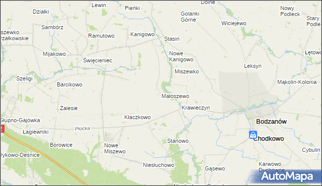 mapa Małoszewo gmina Bodzanów, Małoszewo gmina Bodzanów na mapie Targeo