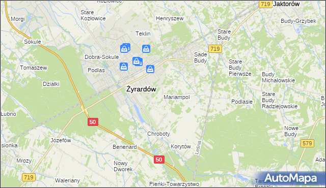 mapa Mariampol gmina Jaktorów, Mariampol gmina Jaktorów na mapie Targeo
