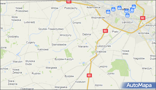 mapa Marianki gmina Kutno, Marianki gmina Kutno na mapie Targeo