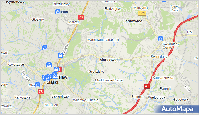 mapa Marklowice, Marklowice na mapie Targeo