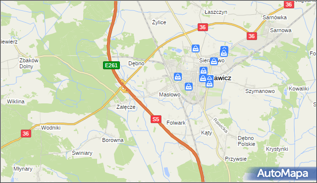 mapa Masłowo gmina Rawicz, Masłowo gmina Rawicz na mapie Targeo