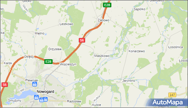 mapa Maszkowo gmina Nowogard, Maszkowo gmina Nowogard na mapie Targeo
