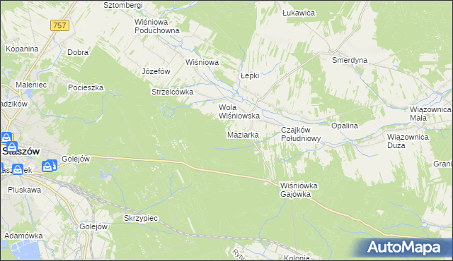 mapa Maziarka gmina Staszów, Maziarka gmina Staszów na mapie Targeo