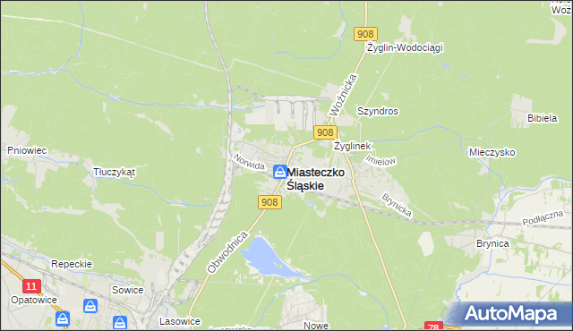 mapa Miasteczko Śląskie, Miasteczko Śląskie na mapie Targeo