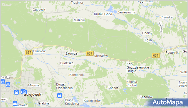 mapa Michałów gmina Halinów, Michałów gmina Halinów na mapie Targeo