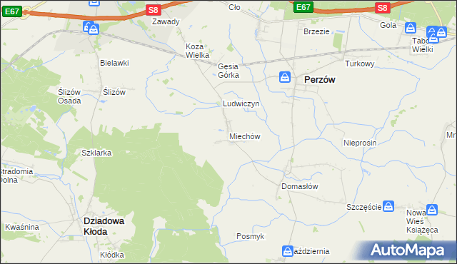 mapa Miechów gmina Perzów, Miechów gmina Perzów na mapie Targeo