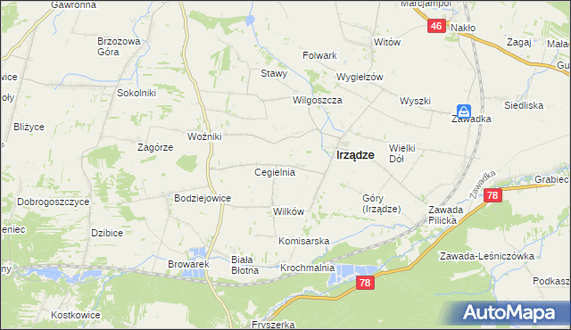 mapa Mikołajewice gmina Irządze, Mikołajewice gmina Irządze na mapie Targeo