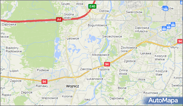 mapa Mikołajowice gmina Wierzchosławice, Mikołajowice gmina Wierzchosławice na mapie Targeo