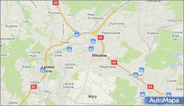 mapa Mikołów, Mikołów na mapie Targeo