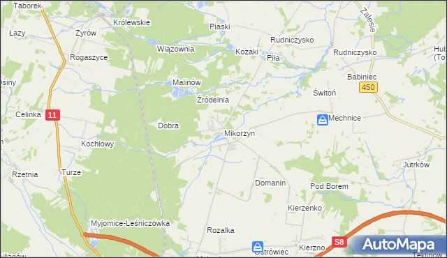 mapa Mikorzyn gmina Kępno, Mikorzyn gmina Kępno na mapie Targeo