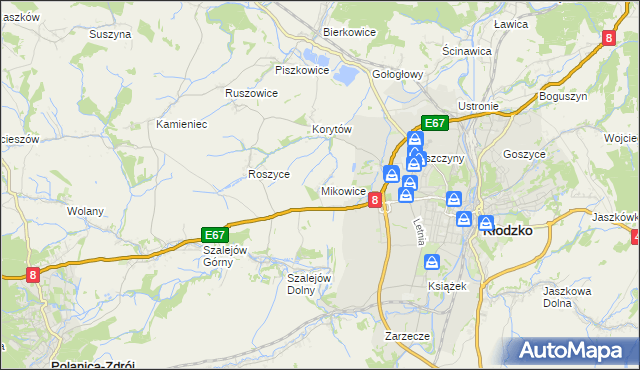 mapa Mikowice gmina Kłodzko, Mikowice gmina Kłodzko na mapie Targeo