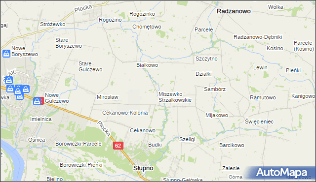 mapa Miszewko Strzałkowskie, Miszewko Strzałkowskie na mapie Targeo