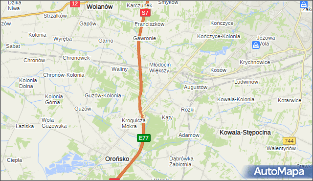 mapa Młodocin Mniejszy, Młodocin Mniejszy na mapie Targeo