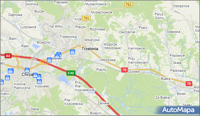 mapa Młoszowa, Młoszowa na mapie Targeo