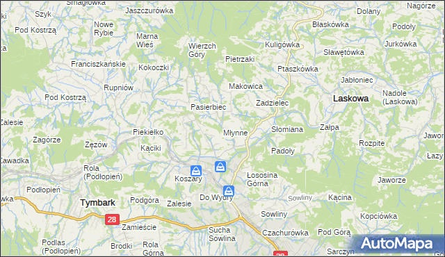 mapa Młynne, Młynne na mapie Targeo