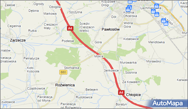 mapa Mokra gmina Roźwienica, Mokra gmina Roźwienica na mapie Targeo