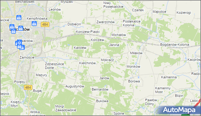 mapa Mokracz, Mokracz na mapie Targeo