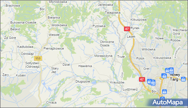 mapa Morawczyna, Morawczyna na mapie Targeo