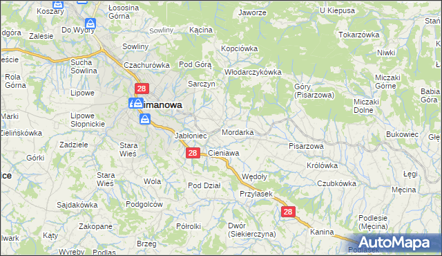 mapa Mordarka, Mordarka na mapie Targeo