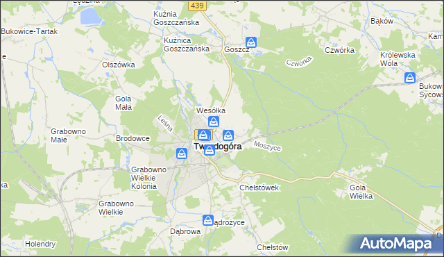 mapa Moszyce, Moszyce na mapie Targeo