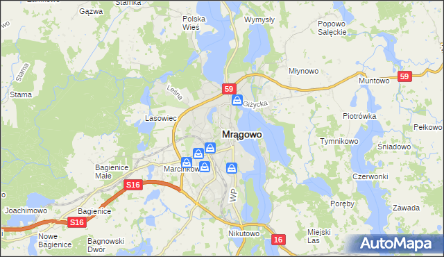 mapa Mrągowo, Mrągowo na mapie Targeo