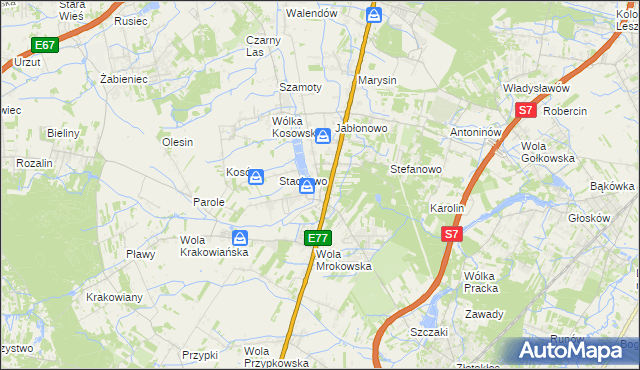mapa Mroków gmina Lesznowola, Mroków gmina Lesznowola na mapie Targeo