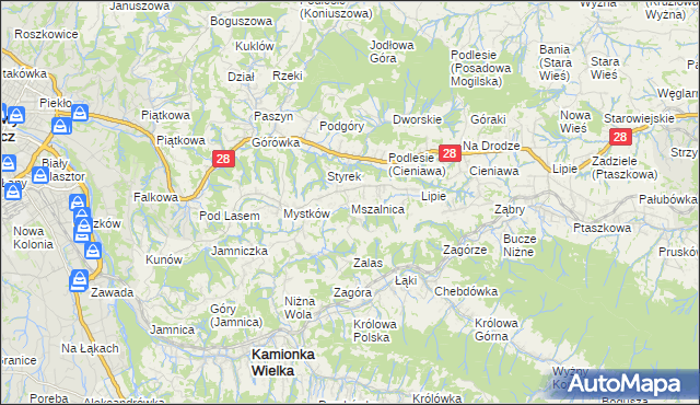 mapa Mszalnica, Mszalnica na mapie Targeo