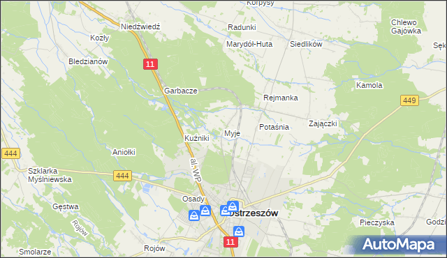mapa Myje, Myje na mapie Targeo