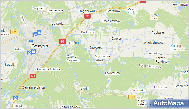 mapa Mysłownia Nowa, Mysłownia Nowa na mapie Targeo