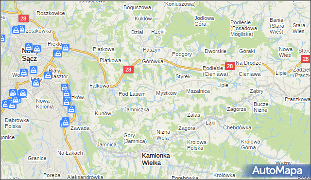 mapa Mystków, Mystków na mapie Targeo