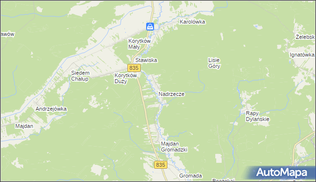 mapa Nadrzecze gmina Biłgoraj, Nadrzecze gmina Biłgoraj na mapie Targeo