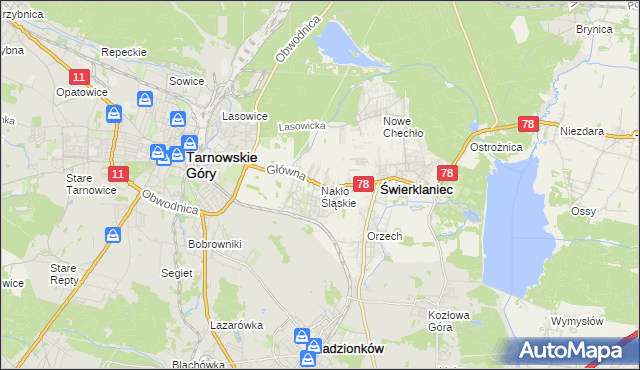 mapa Nakło Śląskie, Nakło Śląskie na mapie Targeo