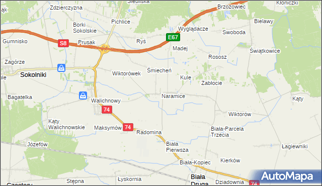 mapa Naramice, Naramice na mapie Targeo