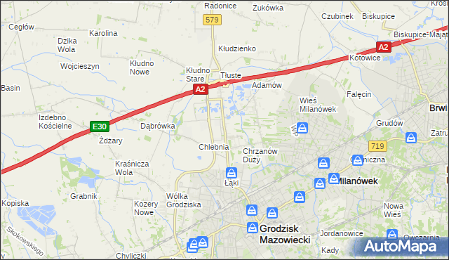 mapa Natolin gmina Grodzisk Mazowiecki, Natolin gmina Grodzisk Mazowiecki na mapie Targeo