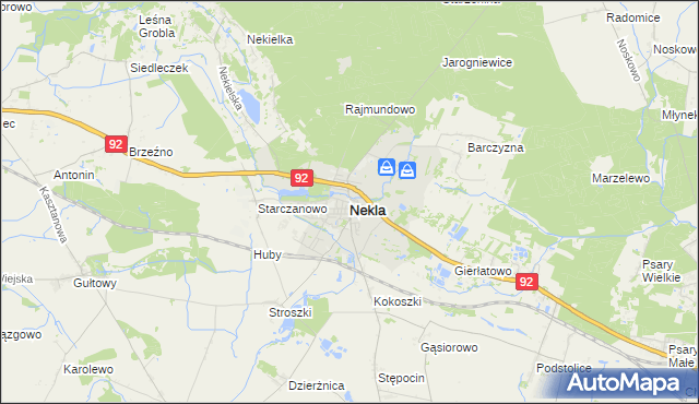 mapa Nekla powiat wrzesiński, Nekla powiat wrzesiński na mapie Targeo