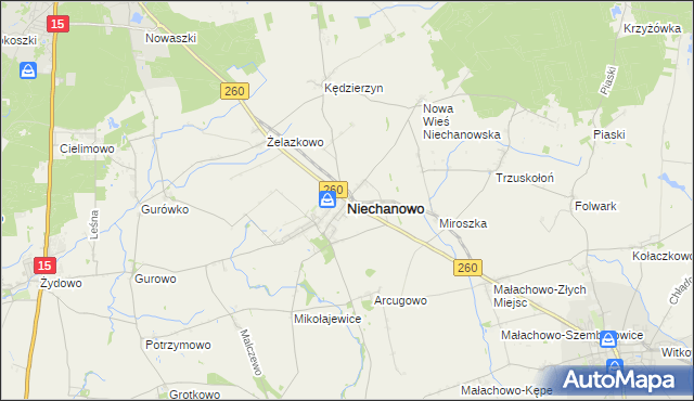 mapa Niechanowo, Niechanowo na mapie Targeo