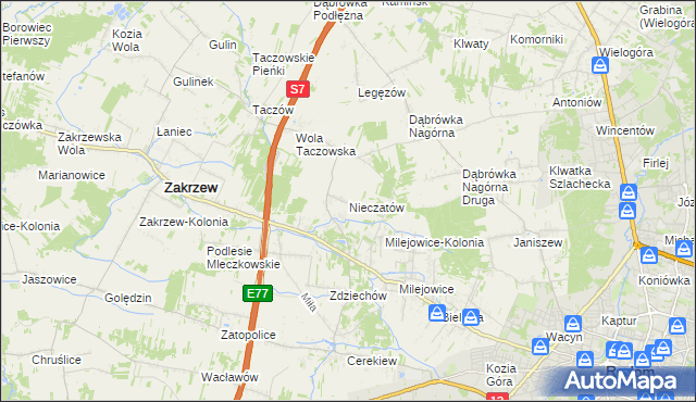 mapa Nieczatów, Nieczatów na mapie Targeo