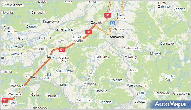mapa Nieledwia, Nieledwia na mapie Targeo