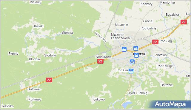 mapa Nieżurawa, Nieżurawa na mapie Targeo